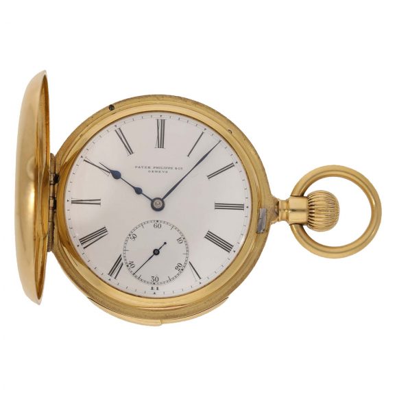 Swiss 18 carat gold half hunter watch with rare repeater Circa 1899 Swiss 18 carat gold half hunter watch with rare repeater Circa 1899