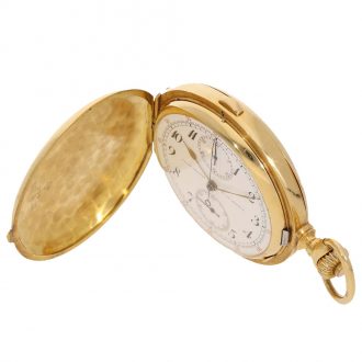 Swiss 18 carat gold lever chronograph in original box Circa 1913