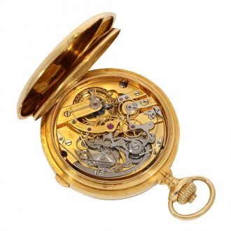Swiss 18 carat gold lever chronograph in original box Circa 1913