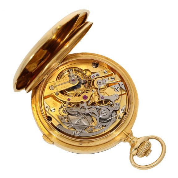 Swiss 18 carat gold lever chronograph in original box Circa 1913 Swiss 18 carat gold lever chronograph in original box Circa 1913