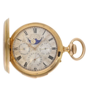 Swiss important 18K gold complicated lever pocket watch Circa 1877