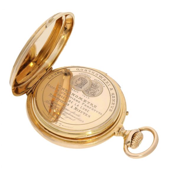 Swiss important 18K gold complicated lever pocket watch Circa 1877 Swiss important 18K gold complicated lever pocket watch Circa 1877