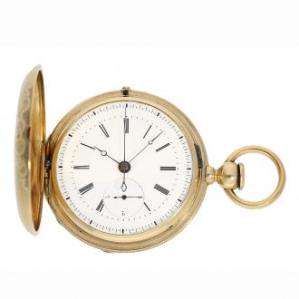Exceptionally heavy Swiss early gold hunting case pocket watch Circa 1865 Exceptionally heavy Swiss early gold hunting case pocket watch Circa 1865
