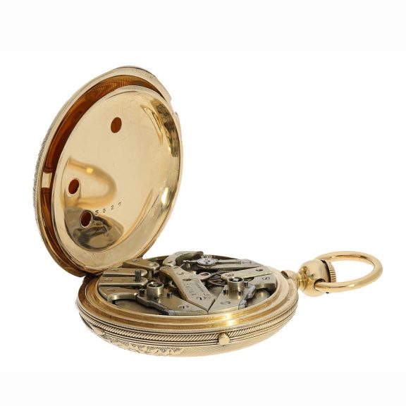 Exceptionally heavy Swiss early gold hunting case pocket watch Circa 1865 Exceptionally heavy Swiss early gold hunting case pocket watch Circa 1865