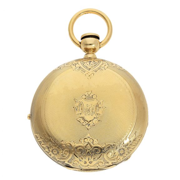 Exceptionally heavy Swiss early gold hunting case pocket watch Circa 1865 Exceptionally heavy Swiss early gold hunting case pocket watch Circa 1865