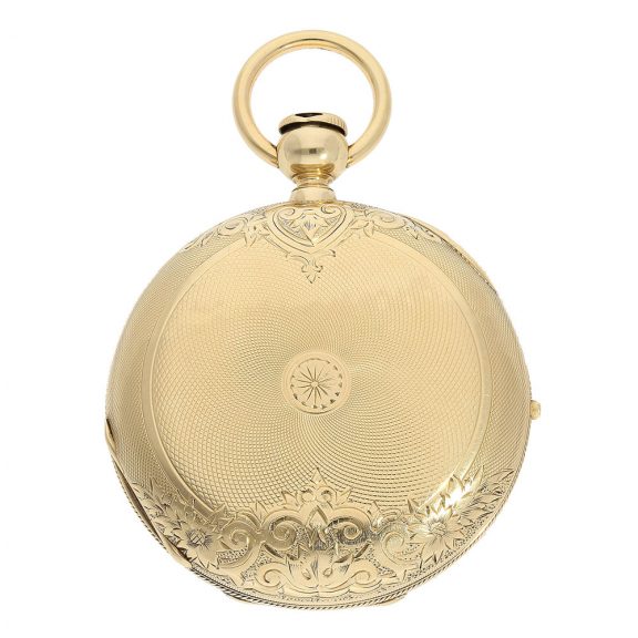 Exceptionally heavy Swiss early gold hunting case pocket watch Circa 1865 Exceptionally heavy Swiss early gold hunting case pocket watch Circa 1865