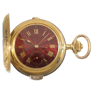 Swiss 18 carat gold and enamel full hunter cased watch Circa 1905
