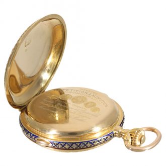 Swiss 18 carat gold and enamel full hunter cased watch Circa 1905