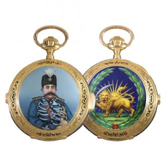 Swiss 18 carat gold and enamel full hunter cased watch Circa 1905