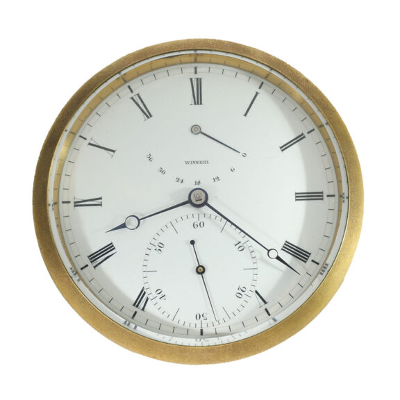 French brass deck chronometer in mahogany box Circa 1845 French brass deck chronometer in mahogany box Circa 1845