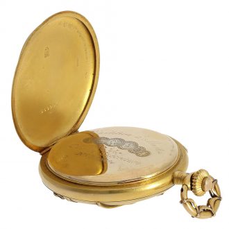 Swiss gold watch with minute repeater, Qualité Superior Circa 1910