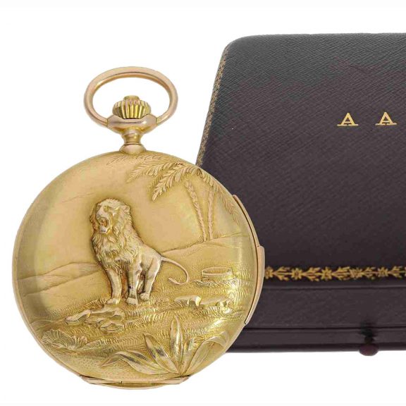 Extremely large Swiss gold hunting case pocket watch Circa 1910 Extremely large Swiss gold hunting case pocket watch Circa 1910