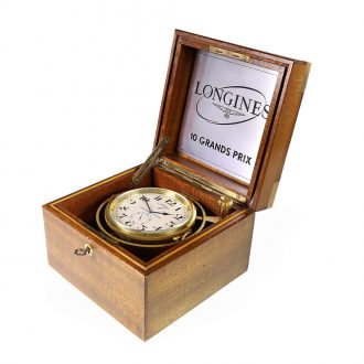 Swiss brass marine chronometer in a mahogany box Circa 1950