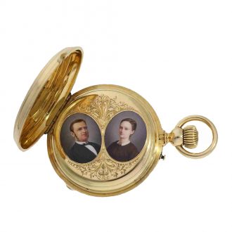 Swiss/Spanish chronograph with the finest enamel paintings Circa 1878