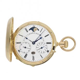 Swiss gold hunter case watch with perpetual calendar Circa 1867