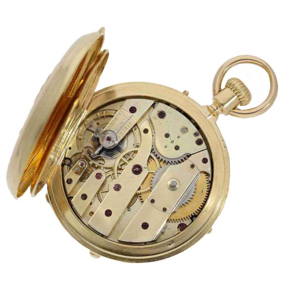 Swiss gold hunter case watch with perpetual calendar Circa 1867 Swiss gold hunter case watch with perpetual calendar Circa 1867