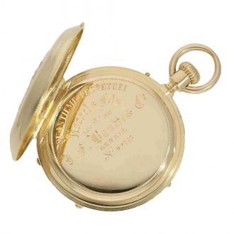 Swiss gold hunter case watch with perpetual calendar Circa 1867