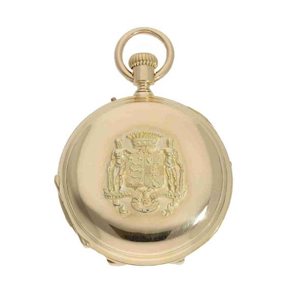 Swiss gold hunter case watch with perpetual calendar Circa 1867G Swiss gold hunter case watch with perpetual calendar Circa 1867