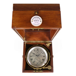 English brass marine chronometer in mahogany box Circa 1920