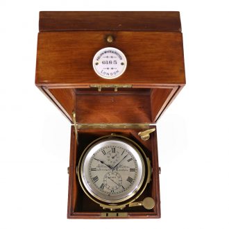 English brass marine chronometer in mahogany box Circa 1920