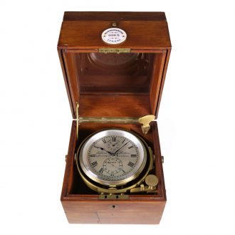 English brass marine chronometer in mahogany box Circa 1920