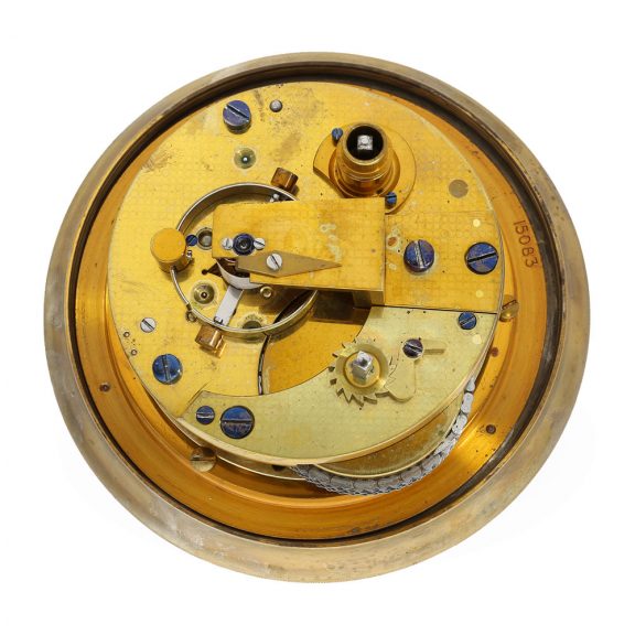 English brass marine chronometer in mahogany box Circa 1920 English brass marine chronometer in mahogany box Circa 1920