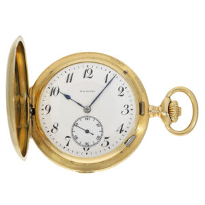 Swiss heavy very fine 18 Carat gold hunter case pocket watch Circa 1910