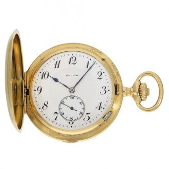 Swiss heavy very fine 18 Carat gold hunter case pocket watch Circa 1910