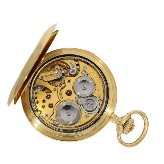 Swiss heavy very fine 18 Carat gold hunter case pocket watch Circa 1910 Swiss heavy very fine 18 Carat gold hunter case pocket watch Circa 1910