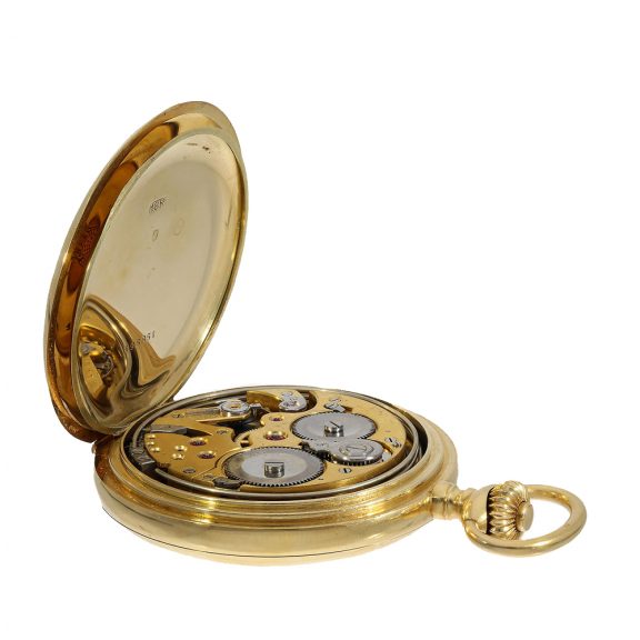 Swiss heavy very fine 18 Carat gold hunter case pocket watch Circa 1910 Swiss heavy very fine 18 Carat gold hunter case pocket watch Circa 1910