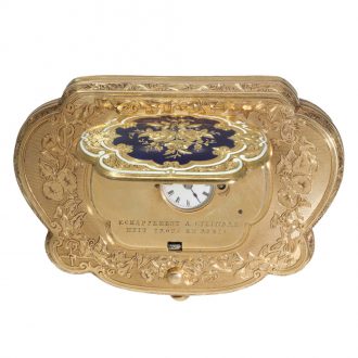 Swiss 18 carat gold and enamel purse with concealed watch Circa 1850