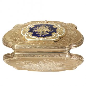 Swiss 18 carat gold and enamel purse with concealed watch Circa 1850