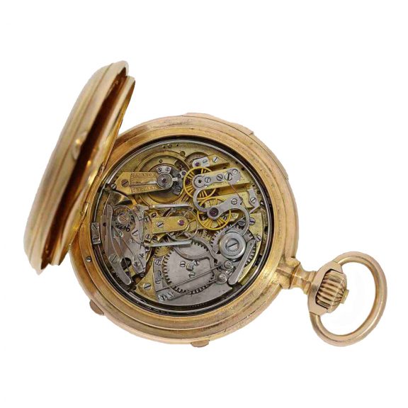 Swiss 18 Carat gold full hunter minute repeater Circa 1874 Swiss 18 Carat gold full hunter minute repeater Circa 1874