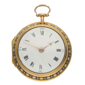 English 18 carat gold and enamel verge watch with chatelaine Circa 1775