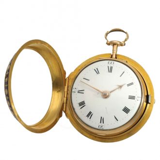 English 18 carat gold and enamel verge watch with chatelaine Circa 1775