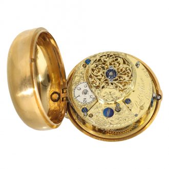 English 18 carat gold and enamel verge watch with chatelaine Circa 1775