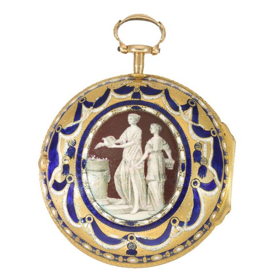 English 18 carat gold and enamel verge watch with chatelaine Circa 1775 English 18 carat gold and enamel verge watch with chatelaine Circa 1775