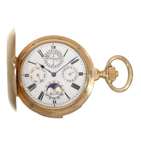 Swiss hunter cased watch with perpetual calendar Circa 1910
