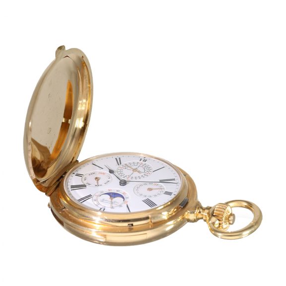 Swiss hunter cased watch with perpetual calendar Circa 1910 Swiss hunter cased watch with perpetual calendar Circa 1910