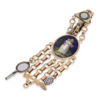Gold French enamel split pearls verge watch Circa 1790