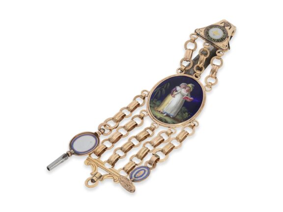 Gold French enamel split pearls verge watch Circa 1790 Gold French enamel split pearls verge watch Circa 1790