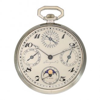 French dress watch with perpetual calendar and moon phase Circa 1924
