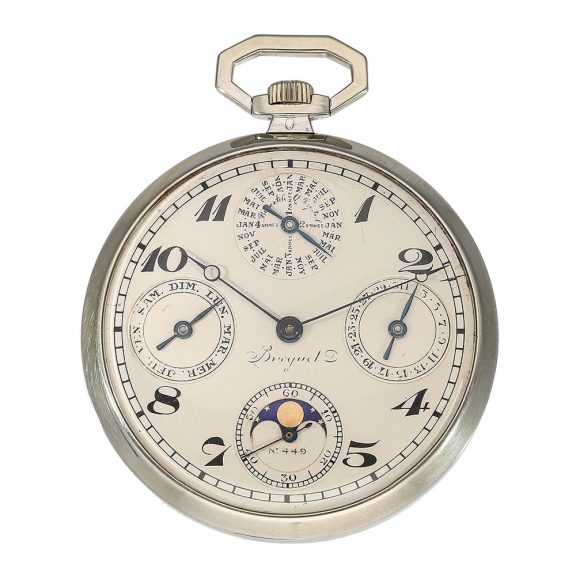 French dress watch with perpetual calendar and moon phase Circa 1924