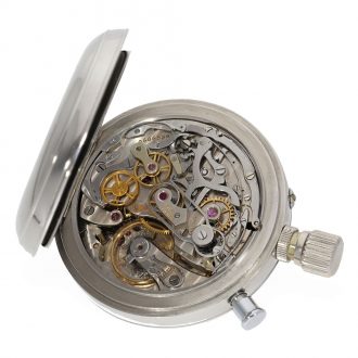 Swiss steel split seconds chronograph with lever escapement Circa 1953