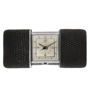 Swiss metal Ermeto Pullman eight day travel watch Circa 1955