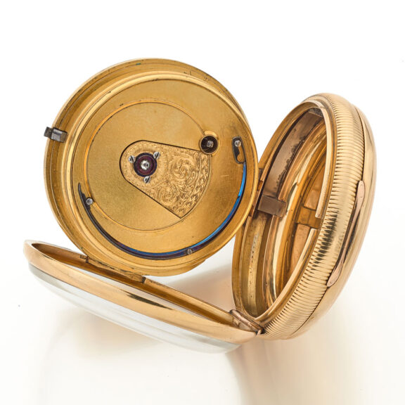 Heavy English gold open faced duplex watch Circa 1820-1821 Heavy English gold open faced duplex watch Circa 1820-1821