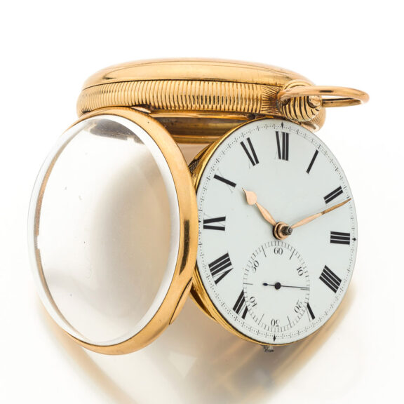 Heavy English gold open faced duplex watch Circa 1820-1821 Heavy English gold open faced duplex watch Circa 1820-1821