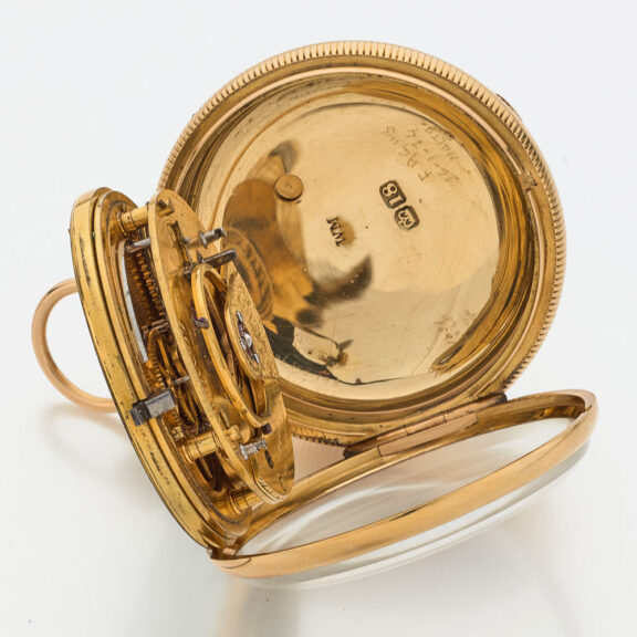 Heavy English gold open faced duplex watch Circa 1820-1821 Heavy English gold open faced duplex watch Circa 1820-1821