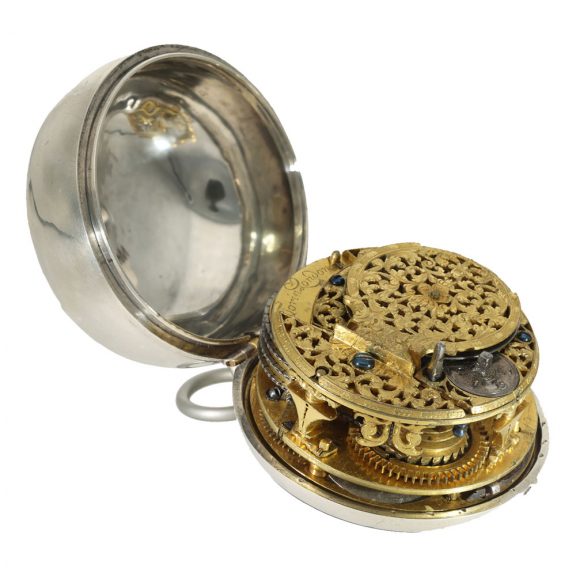 English silver pair cased highly complicated verge watch Circa 1690 English silver pair cased highly complicated verge watch Circa 1690
