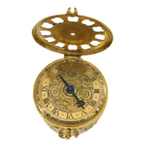 German important gilded brass coach watch with self strike Circa 1670